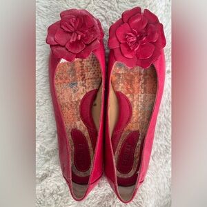 Born Red Floral Leather Ballet Flats